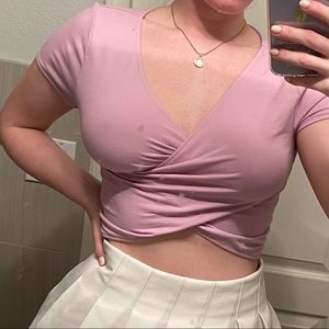 Pink cropped wrap top